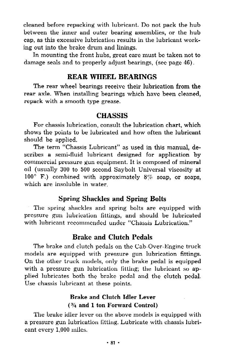 1952 Chevrolet Trucks Operators Manual Page 90